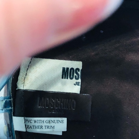 MOSCHINO LOVE clear blue rope handle bag w/pouch - Picture 5 of 10